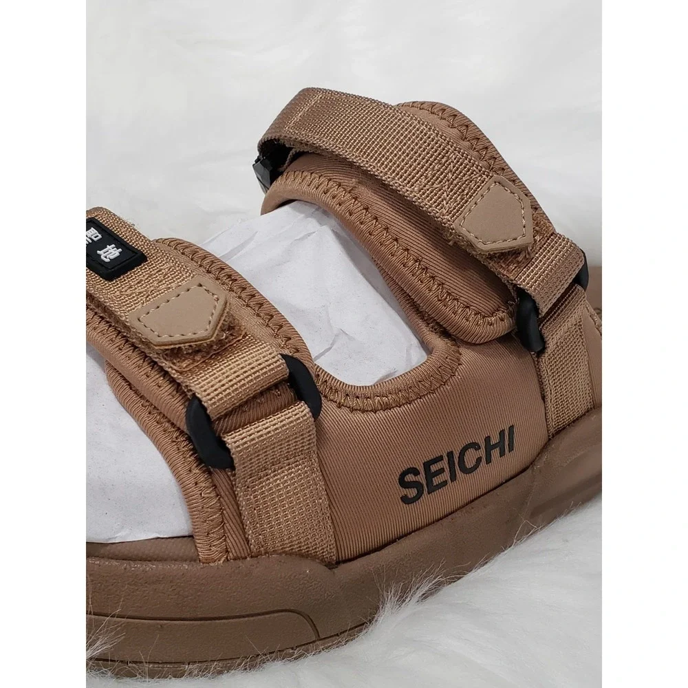 NEW MENS 9 Seichi Yoroi V2 Sandals Brown Slip On Open Toe Platform Slide EURO 42